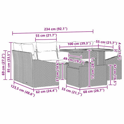 Tuin Eetset Met Kussen 7 Pcs