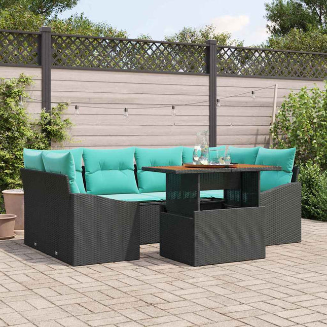 Tuin Eetset Met Kussen 7 Pcs En Blauwgroen