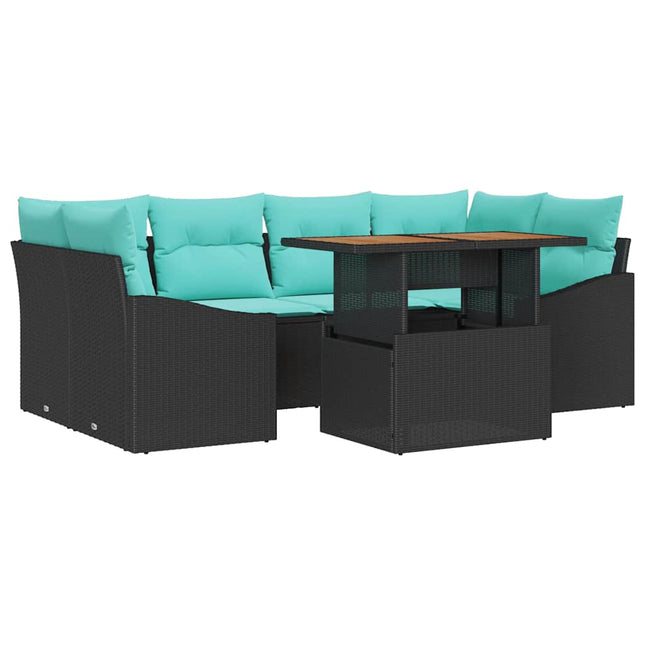 Tuin Eetset Met Kussen 7 Pcs En Blauwgroen