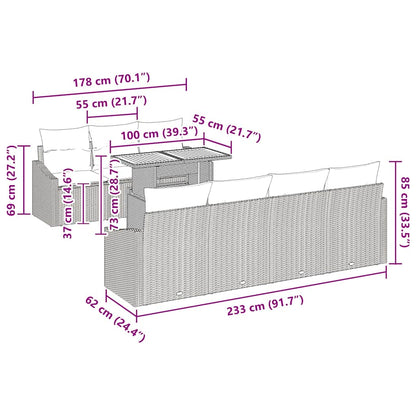 Tuin Eetset Met Kussen 8 Pcs