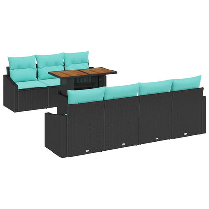 Tuin Eetset Met Kussen 8 Pcs En Blauwgroen