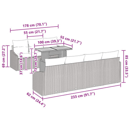 Tuin Eetset Met Kussen 8 Pcs En Blauwgroen