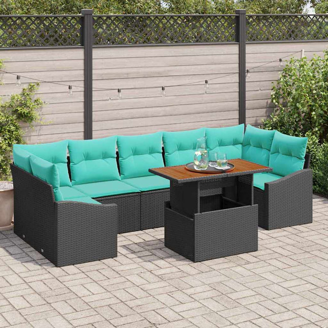 Tuin Eetset Met Kussen 8 Pcs En Teal