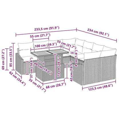 Tuin Eetset Met Kussen 9 Pcs