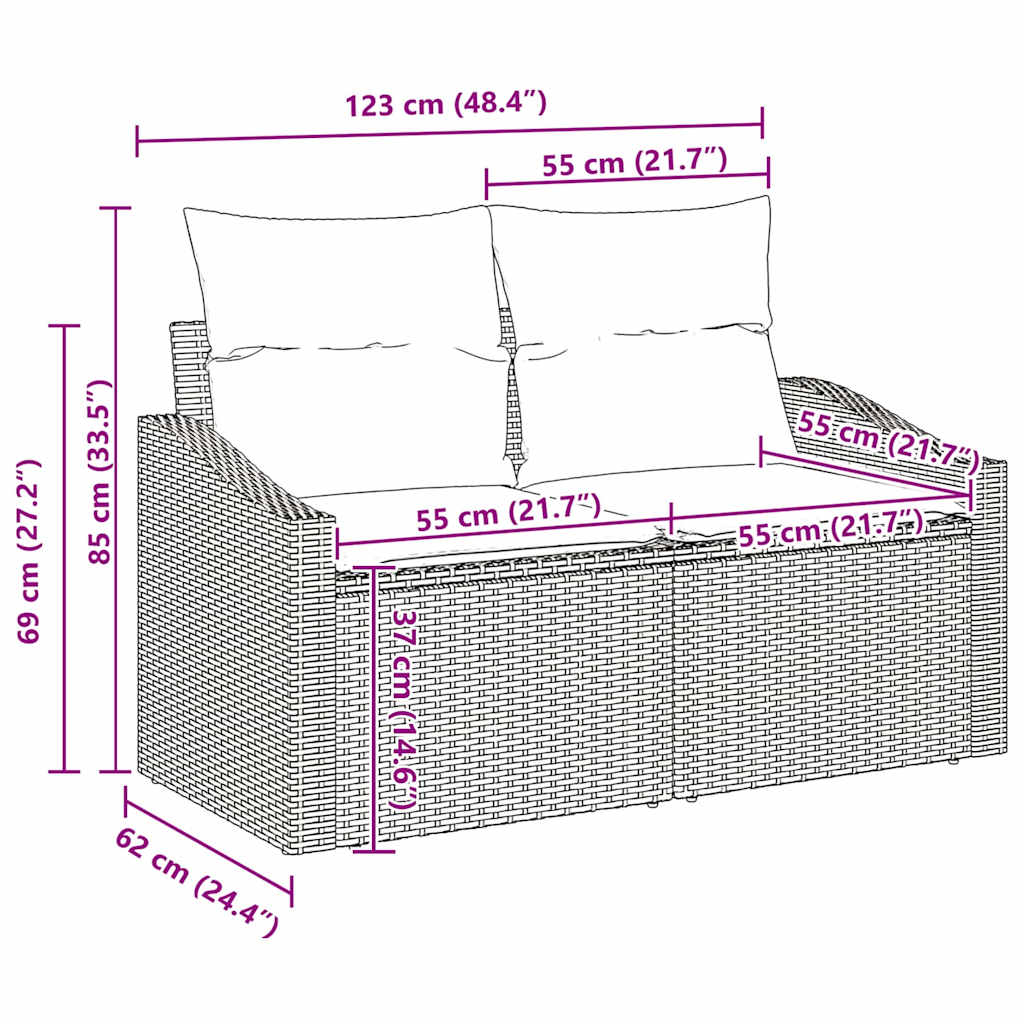 Tuin Eetset Met Kussen 9 Pcs