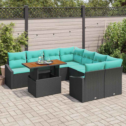 Tuin Eetset Met Kussen 9 Pcs En Blauwgroen