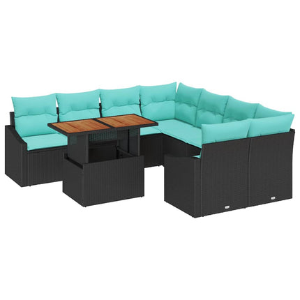 Tuin Eetset Met Kussen 9 Pcs En Blauwgroen