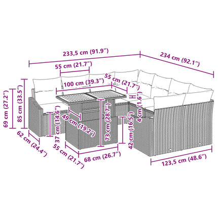 Tuin Eetset Met Kussen 9 Pcs En Blauwgroen