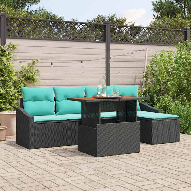 Tuin Eetset Met Kussen 6 Pcs En Blauwgroen