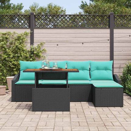 Tuin Eetset Met Kussen 6 Pcs En Blauwgroen