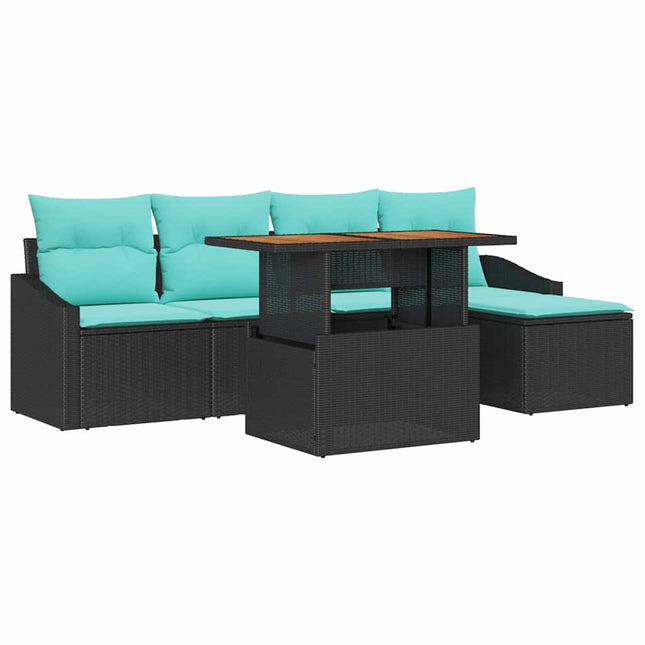 Tuin Eetset Met Kussen 6 Pcs En Blauwgroen
