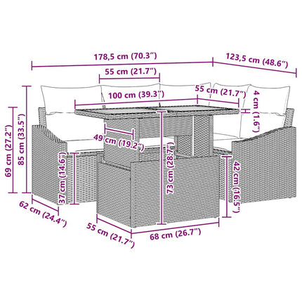 Tuinbankenset 5 St Beige Poly Rattan