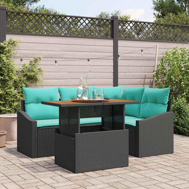 Tuin Eetset Met Kussen 5 Pcs En Blauwgroen