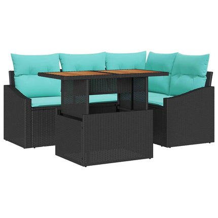 Tuin Eetset Met Kussen 5 Pcs En Blauwgroen