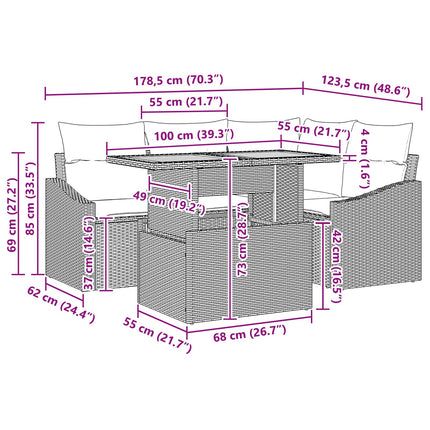 Tuin Eetset Met Kussen 5 Pcs En Blauwgroen