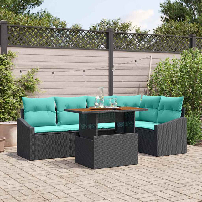 Tuin Eetset Met Kussen 6 Pcs En Blauwgroen