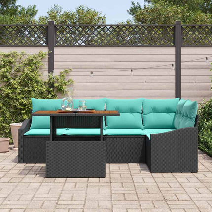 Tuin Eetset Met Kussen 6 Pcs En Blauwgroen
