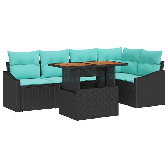 Tuin Eetset Met Kussen 6 Pcs En Blauwgroen