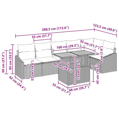 Tuin Eetset Met Kussen 7 Pcs