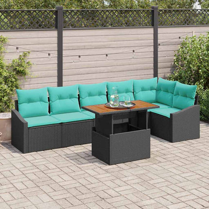 Tuin Eetset Met Kussen 7 Pcs En Blauwgroen