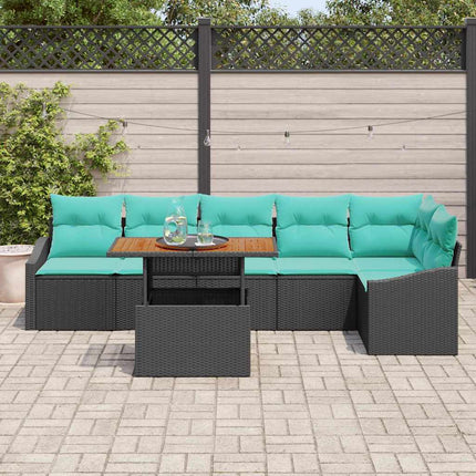 Tuin Eetset Met Kussen 7 Pcs En Blauwgroen