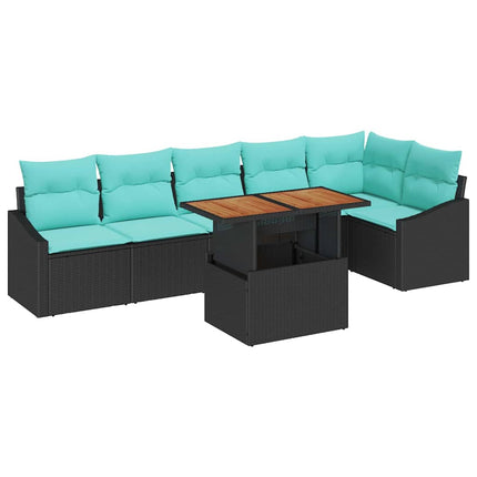 Tuin Eetset Met Kussen 7 Pcs En Blauwgroen