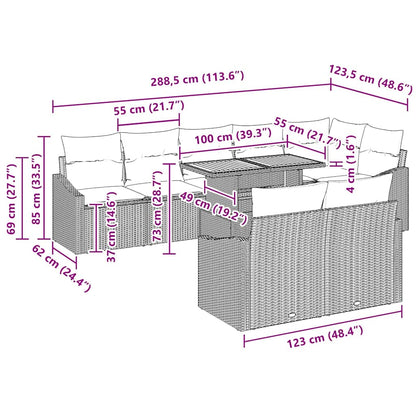 Tuin Sofa Set Met Kussen Met Kussen 9 Pcs