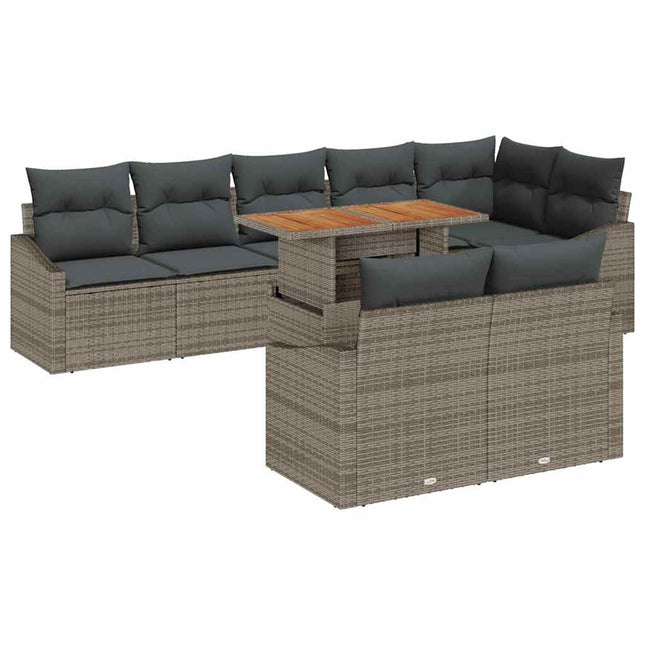 Tuin Sofa Set Met Kussen Met Kussen 9 Pcs En Bruin