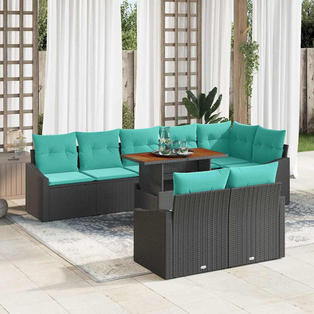 Tuin Eetset Met Kussen 9 Pcs En Blauwgroen