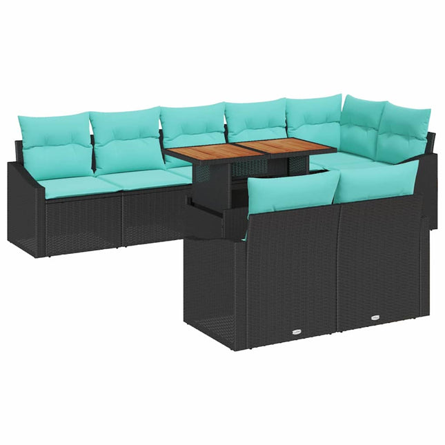 Tuin Eetset Met Kussen 9 Pcs En Blauwgroen