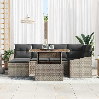 Tuin Eetset Met Kussen 7 Pcs En Bruin