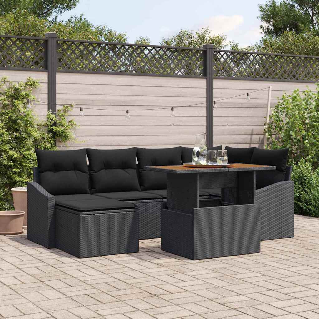 Tuin Eetset Met Kussen 7 Pcs En Bruin