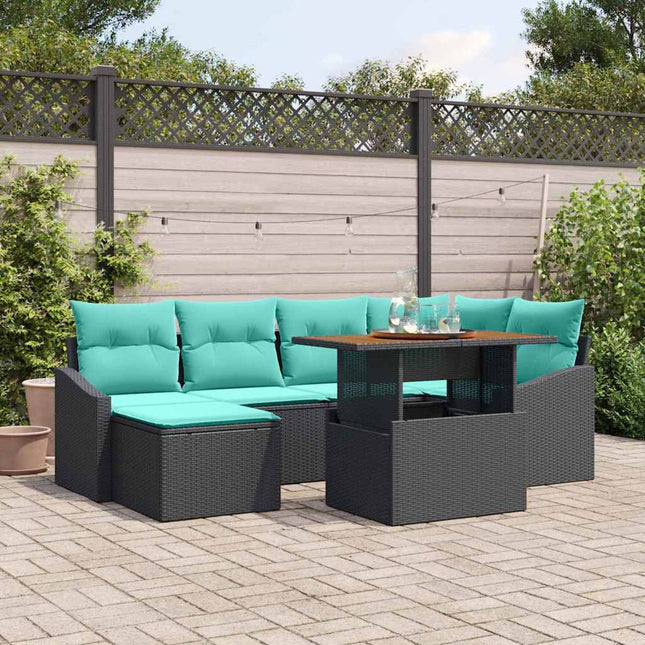 Tuin Eetset Met Kussen 7 Pcs En Blauwgroen