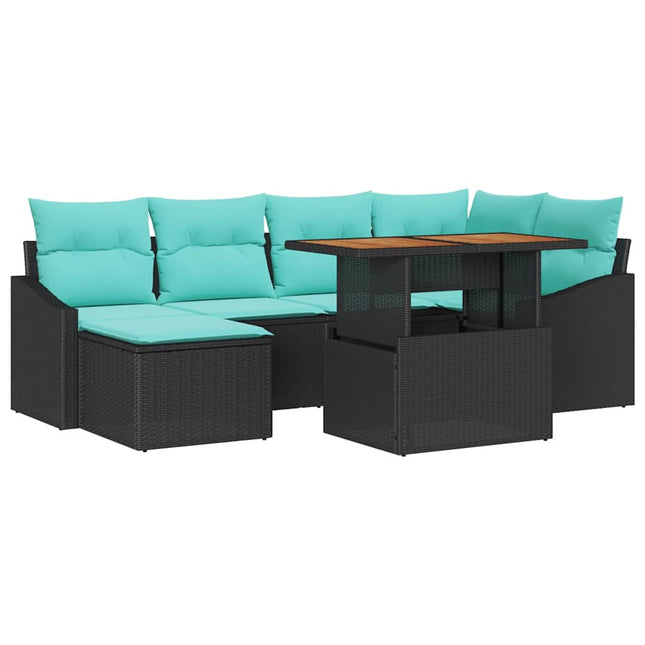 Tuin Eetset Met Kussen 7 Pcs En Blauwgroen