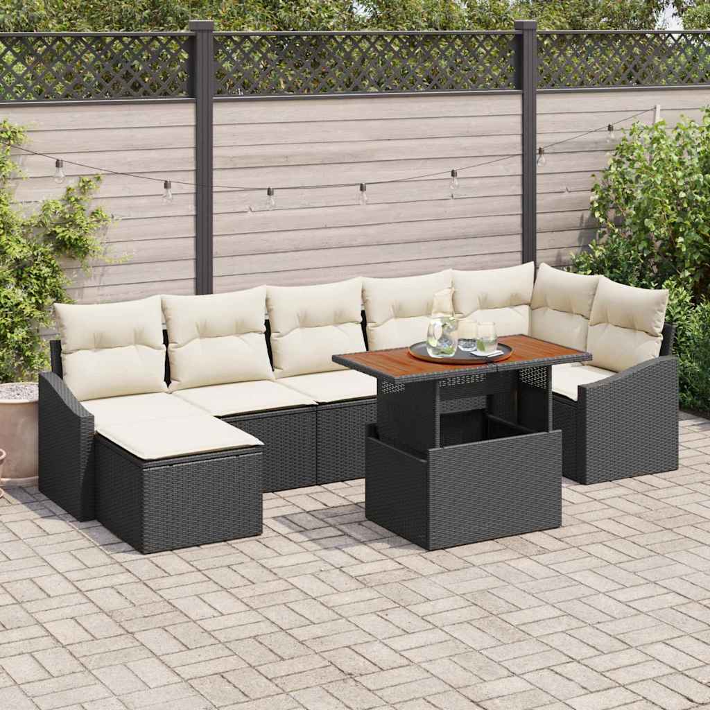 Tuin Eetset Met Kussen 8 Pcs En Bruin
