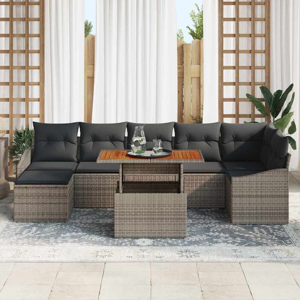 Tuin Eetset Met Kussen 8 Pcs En Bruin