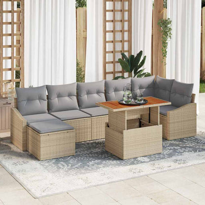 Tuin Eetset Met Kussen 8 Pcs En Bruin