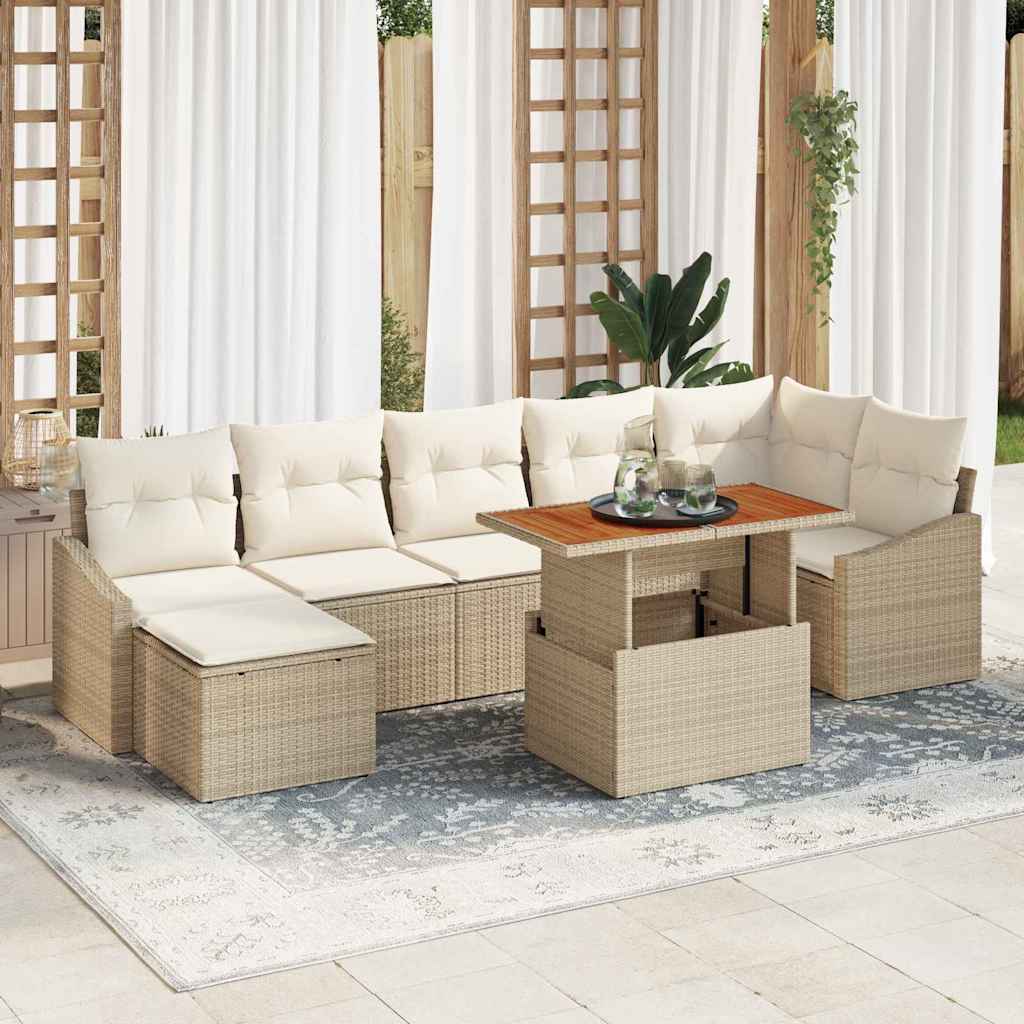 Tuin Eetset Met Kussen 8 Pcs En Bruin