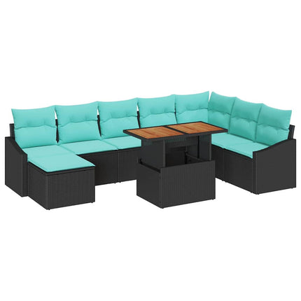 Tuin Eetset Met Kussen 9 Pcs En Blauwgroen