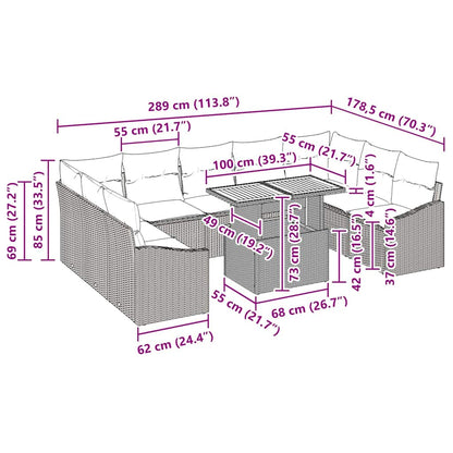 Tuin Eetset Met Kussen 10 Pcs