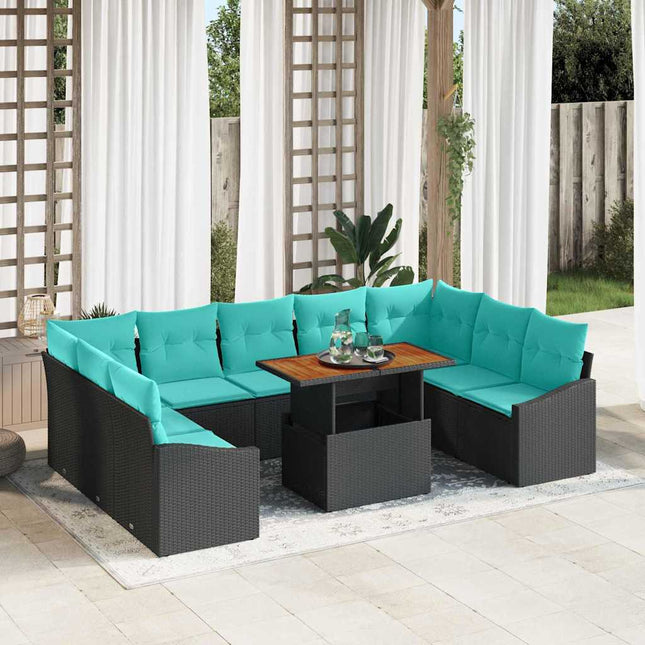 Tuin Eetset Met Kussen 10 Pcs En Blauwgroen