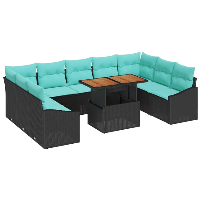 Tuin Eetset Met Kussen 10 Pcs En Blauwgroen