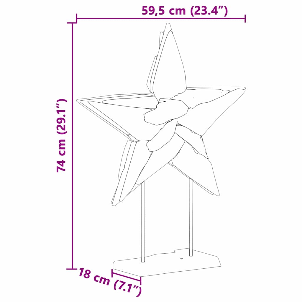 Kerstster Bruin 60 x 5 x 75 cm Massief Teakhout