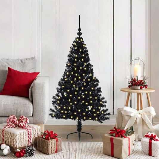 Kunstmatig Voorverlicht Kerstboom met 150 LED Zwart 120 cm PVC