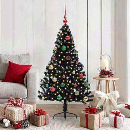 Kunstmatig Voorverlicht Kerstboom met 150 LED Zwart 150 cm PVC