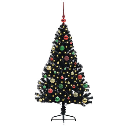 Kunstmatig Voorverlicht Kerstboom met 150 LED Zwart 150 cm PVC
