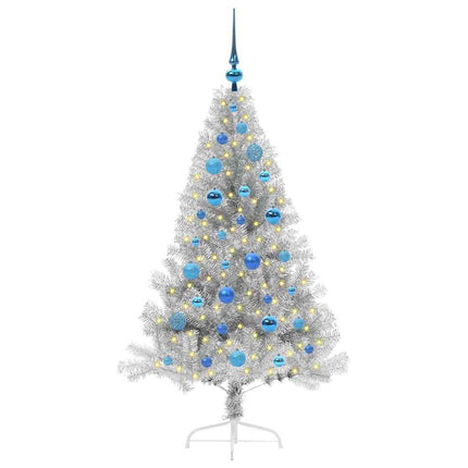 Kunstmatig Voorverlicht Kerstboom Met 150 Led Zilver 150 Cm Pet