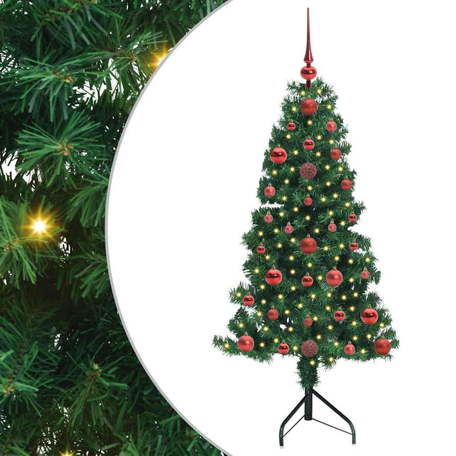 Hoek Kunstkerstboom Met 150 Led Groen 120 Cm Pvc En Metaal