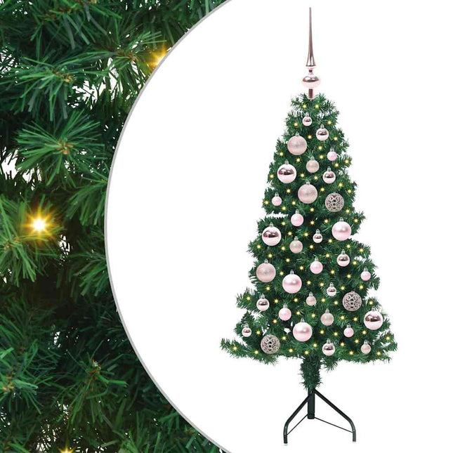 Hoek Kunstkerstboom Met 150 Led Groen 120 Cm Pvc En Metaal