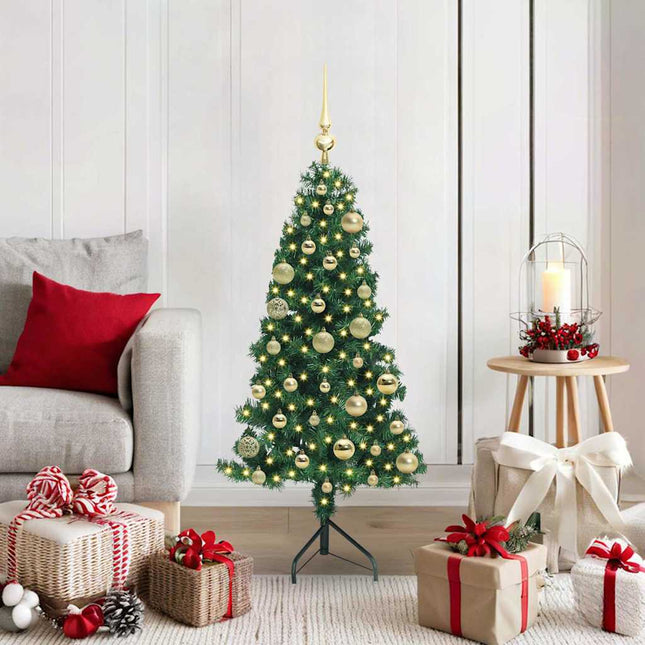 Hoek Kunstkerstboom Met 150 Led Groen 120 Cm Pvc En Metaal
